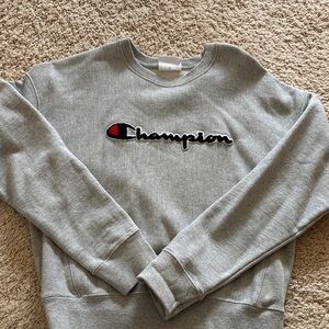 Champion Women Crewneck Sweater in Gray